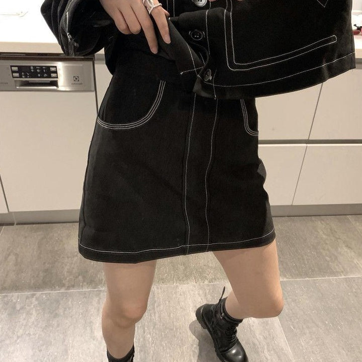 Two-Piece-Set: Denim Jacket + Matching Denim Mini Skirt