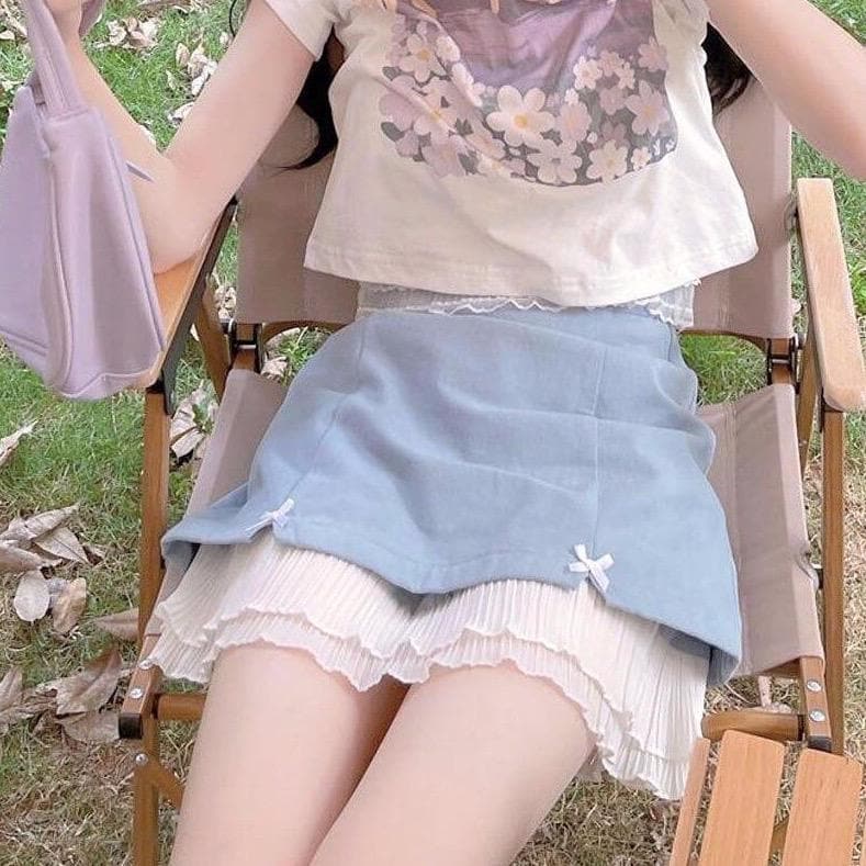 High Waist Mini Skirt With Ruffle Layer