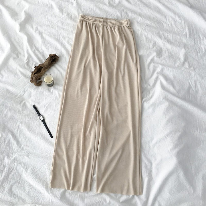 High Waist Pants With Wide Legs And Elastic Waist