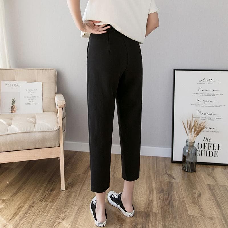 Ankle-Length Pants With Pleated Details - Asian Fashion Lianox