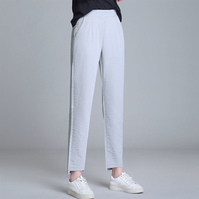 Ankle-Length Pants With Straight Leg - Asian Fashion Lianox