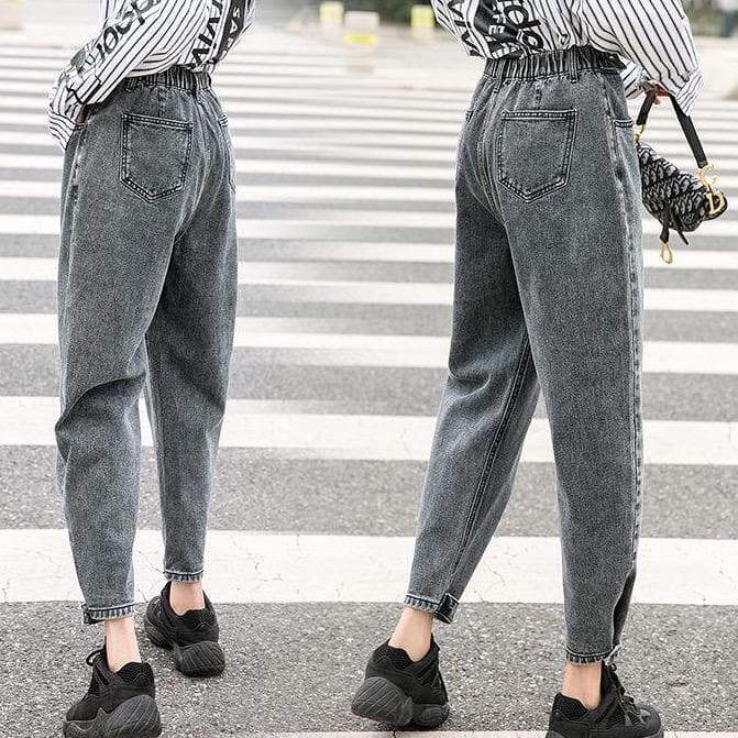 Mom Jeans With Gray Wash - Asian Fashion Lianox