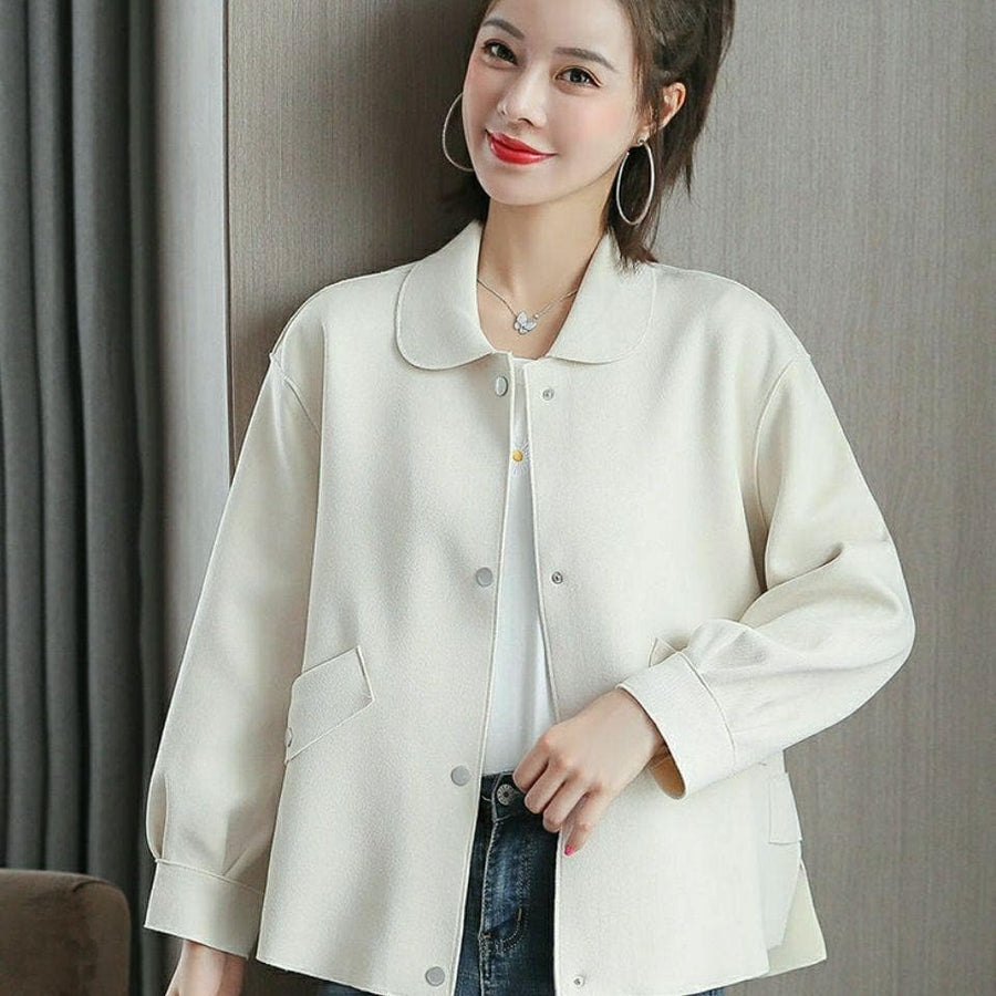 All-Match Jacket With Peter Pan Collar - Asian Fashion Lianox
