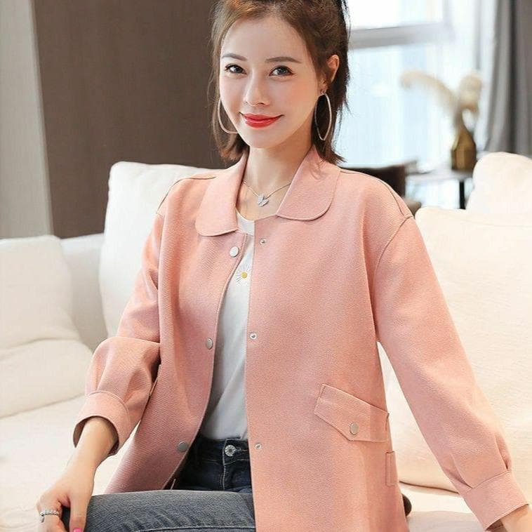 All-Match Jacket With Peter Pan Collar - Asian Fashion Lianox
