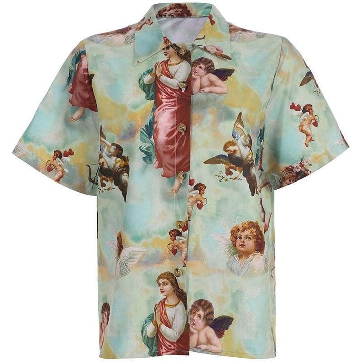 Button-Down Shirt With Angel Print
