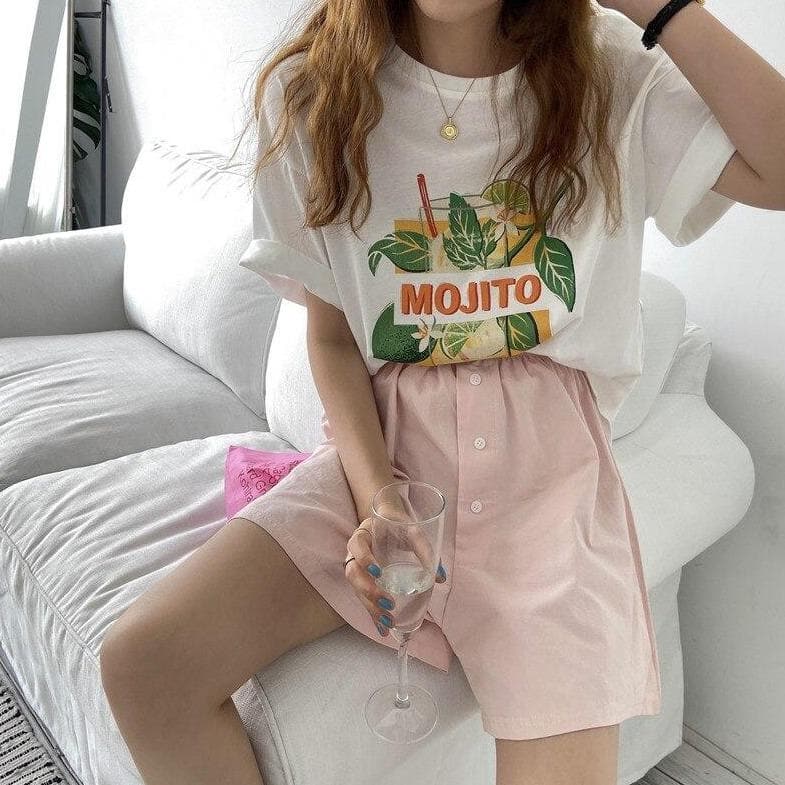 "MOJITO" T-Shirt With Print - Asian Fashion Lianox