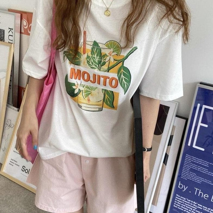 "MOJITO" T-Shirt With Print - Asian Fashion Lianox