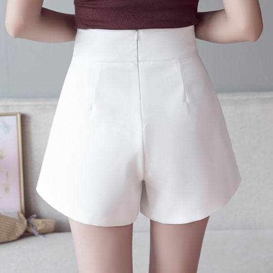 High-Waist Shorts With Waistbelt Optic - Asian Fashion Lianox