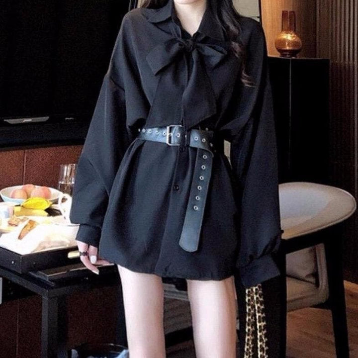 Long Shirt With Lantern Sleeves -  Asian Fashion! - Shop Korean & Japanese Fashion on Lianox.