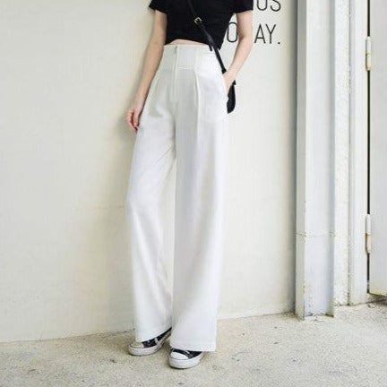 High-Waist Zip Pants With Pleated Details