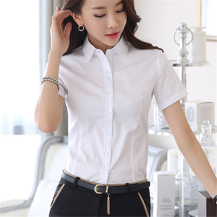 Shortsleeved Button-Down Blouse With Lining (S-5XL!)