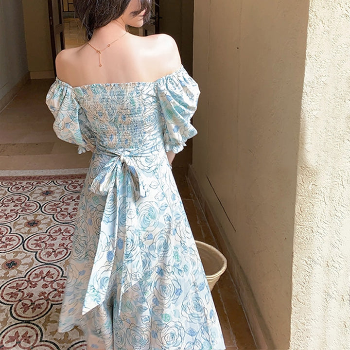 Off-Shoulder Dress With Rose Print