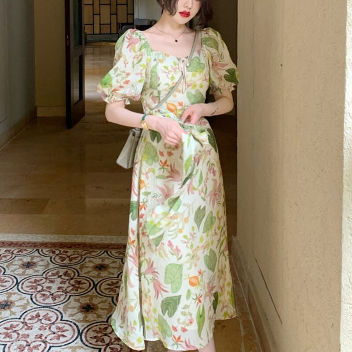 Off-Shoulder Dress With Rose Print