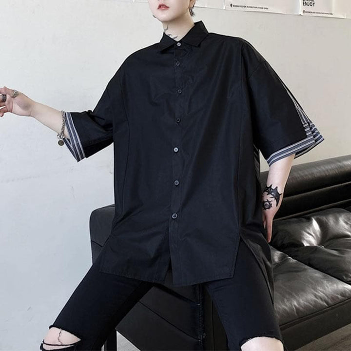 Button-Down Shirt With Double-Layered Pinstripe Sleeves