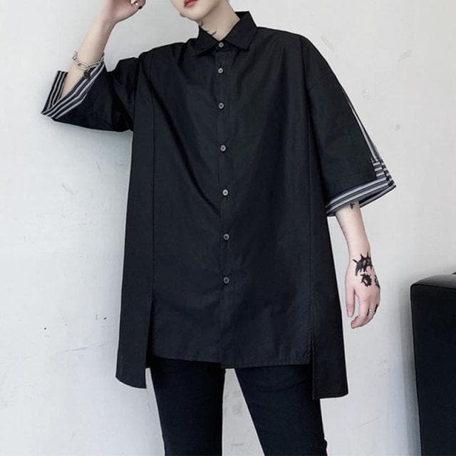 Button-Down Shirt With Double-Layered Pinstripe Sleeves