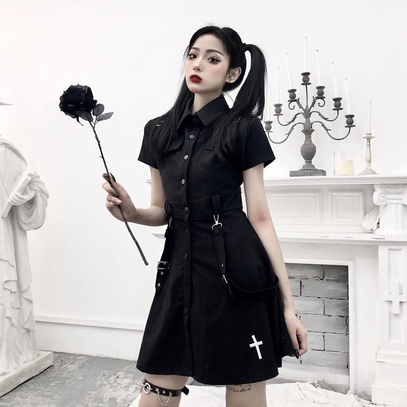Button-Down Dress With Cross Detail (With Or Without Tie)