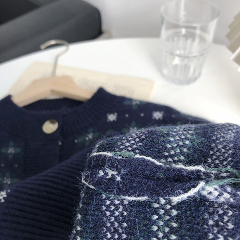 Knit Cardigan With Snowflake Pattern