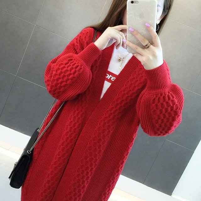 Knitted Sweater With Lantern Sleeves