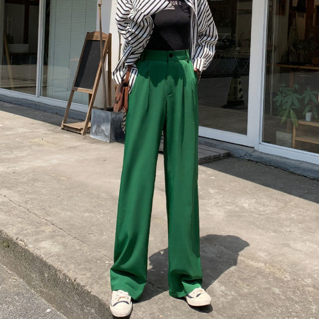 Wide-Leg Pants With Pleated Details And High Waist