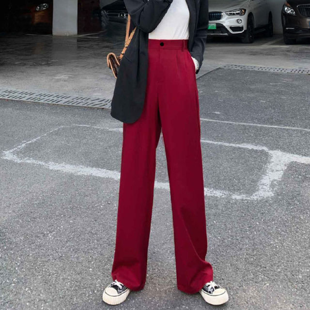 Wide-Leg Pants With Pleated Details And High Waist