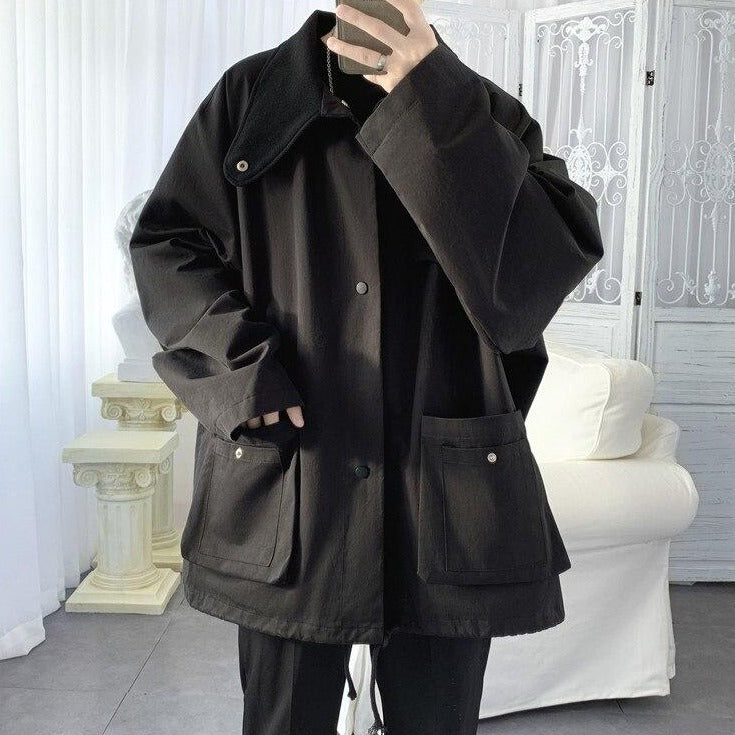 Button-Down Jacket With Pockets And High Collar