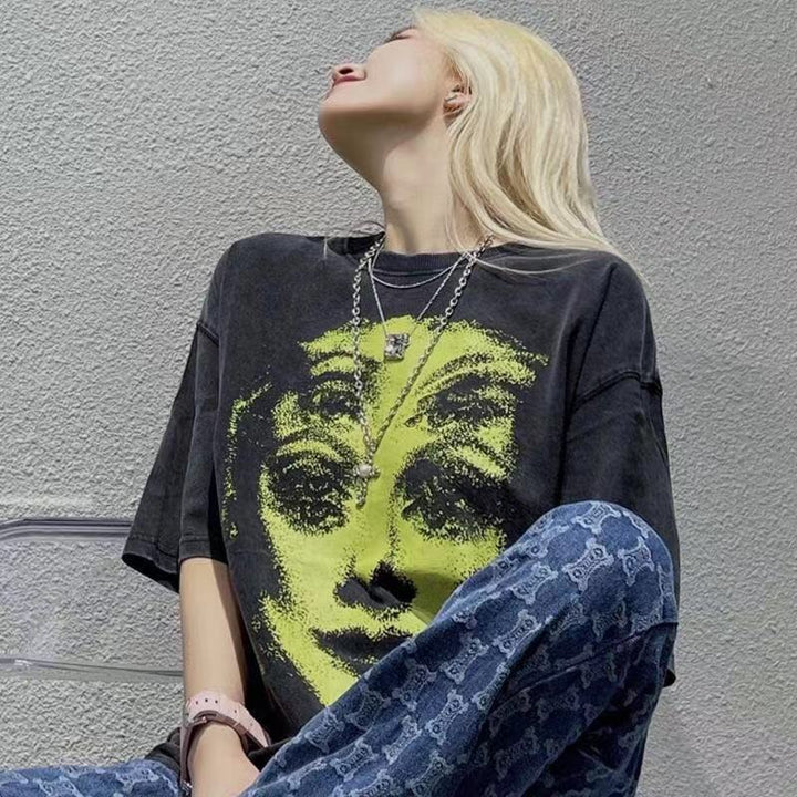 T-Shirt With Woman Face Print (S-4XL!)