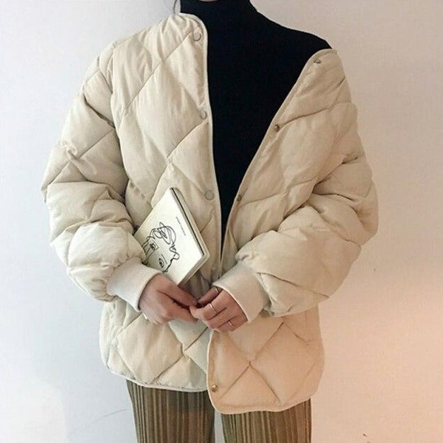 Button-Down Jacket With O-Neck