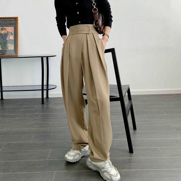 SweatyRocks Women's Elegant High Waist Pleated Pants Button Front Wide Leg Trouser  Pants Black XS at Amazon Women's Clothing store