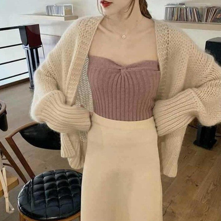 Knitted Cardigan With Dropped Shoulders