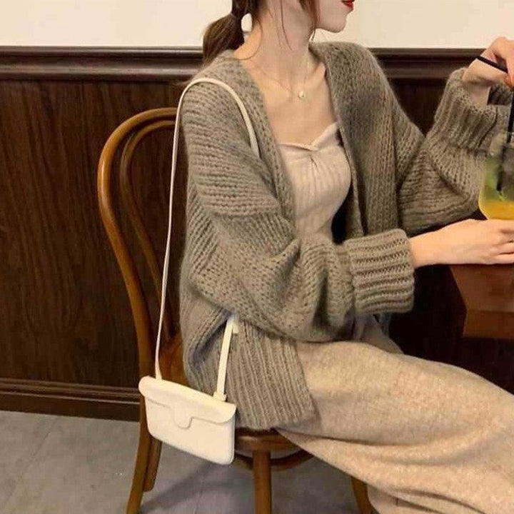 Knitted Cardigan With Dropped Shoulders