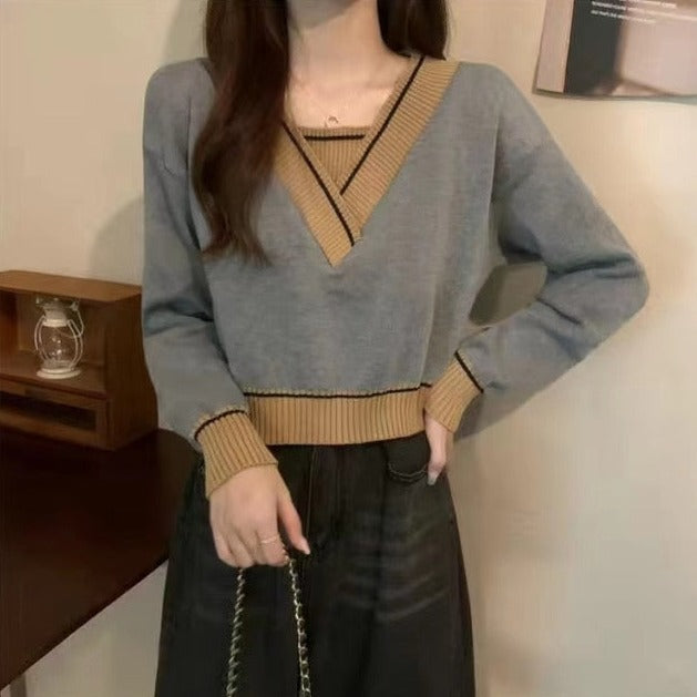 Two-Colored Sweater With Dropped Shoulders