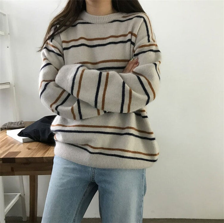 Striped Sweater With Crew Neck