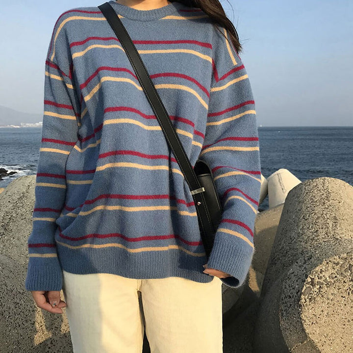 Striped Sweater With Crew Neck
