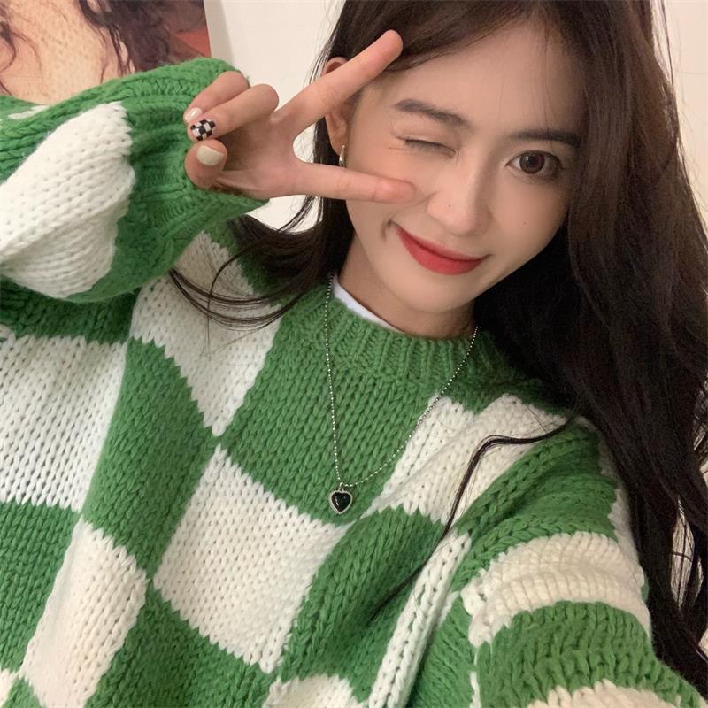Knitted Checkered Sweater