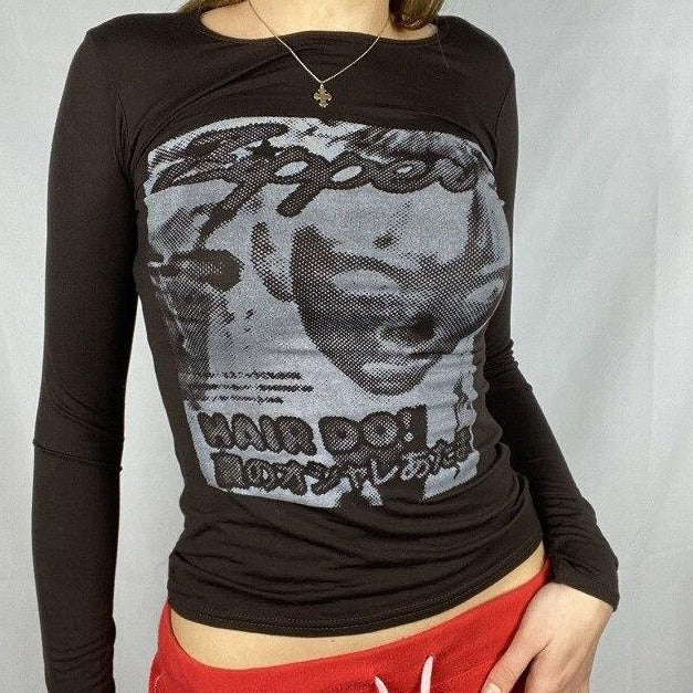 "Zipper" Longsleeved Shirt With Girl Print