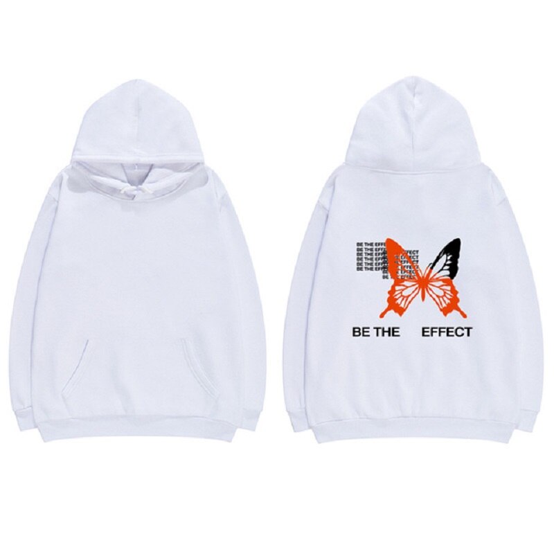 "BE THE EFFECT" Hoodie With Butterfly Print