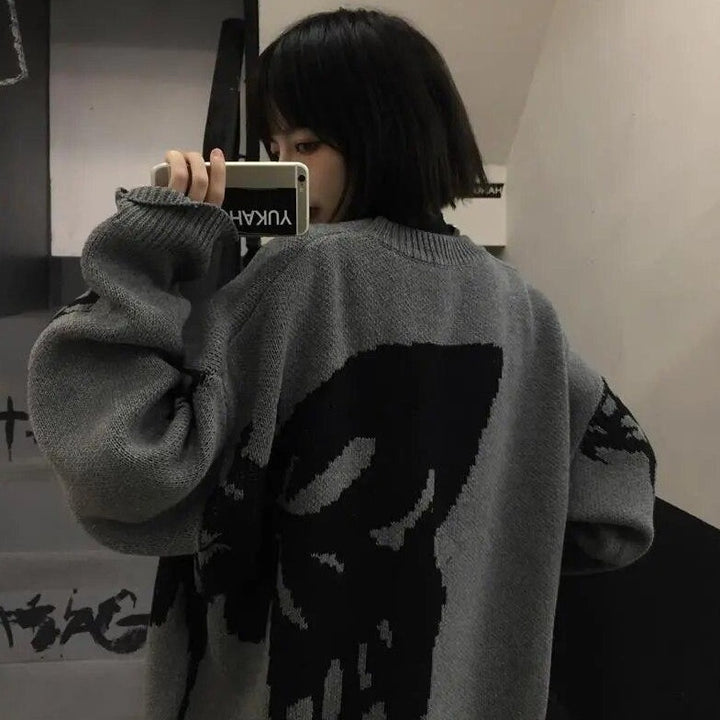 Knitted Sweater With Butterfly Design And Lettering