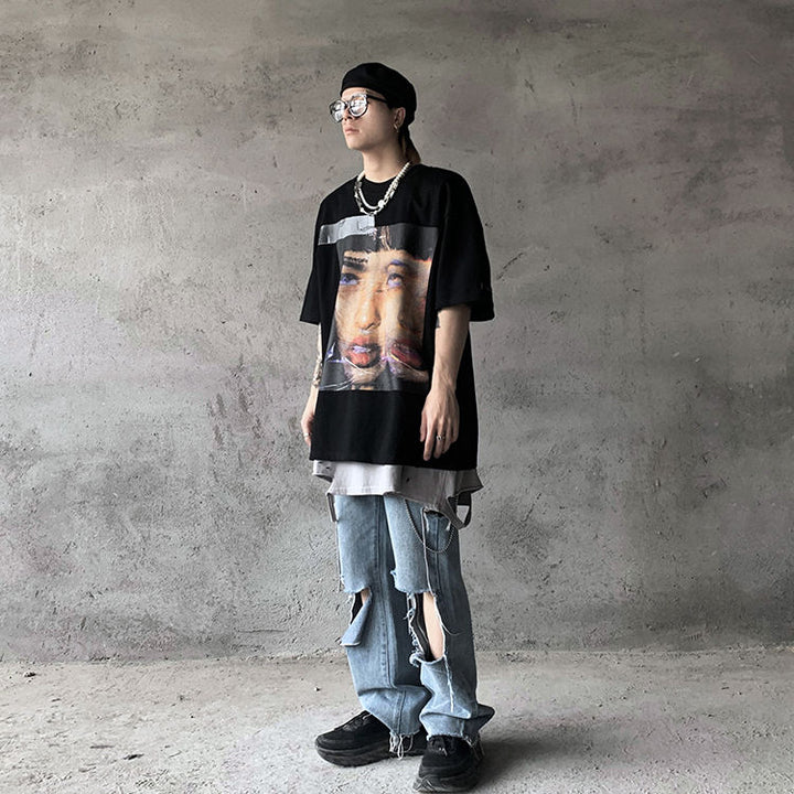 Long T-Shirt With Face Print