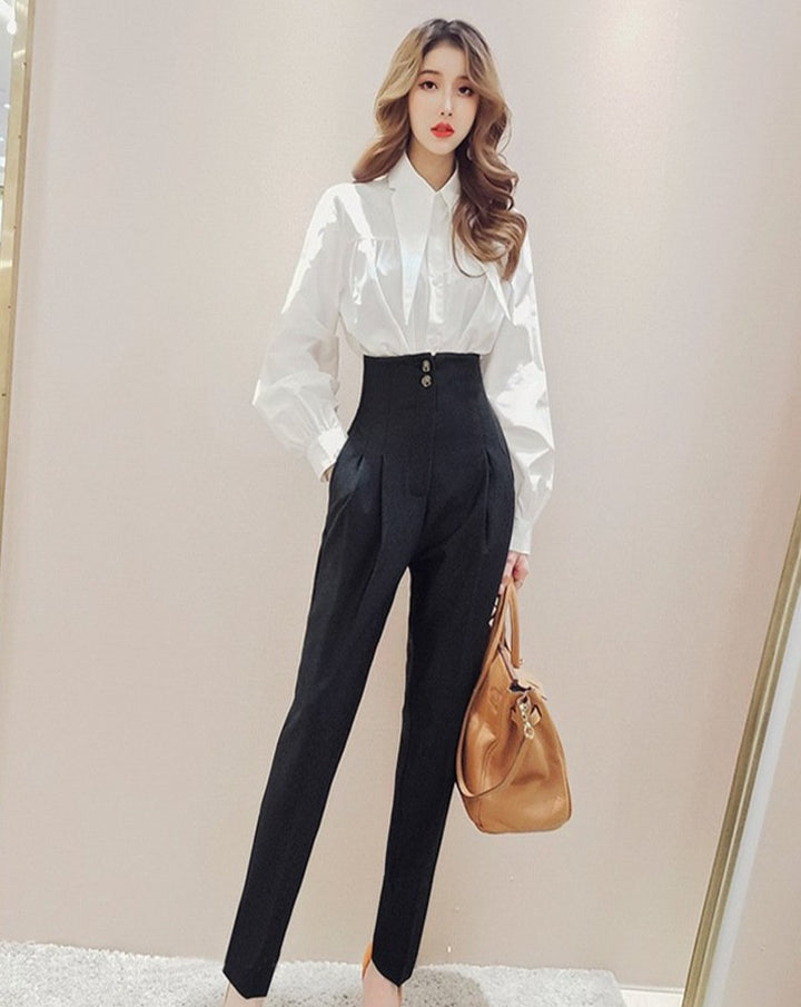 High-Waisted Office Pants With Slim Fit