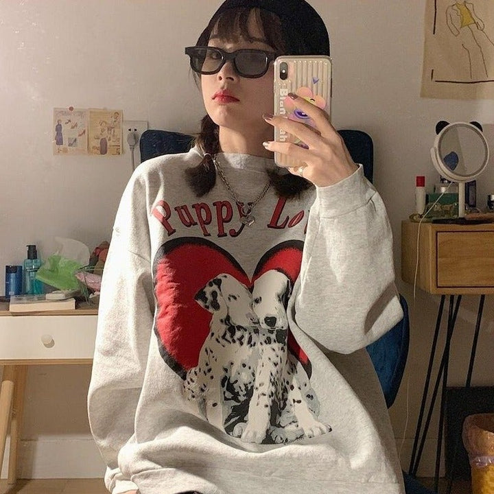 "Puppy Love" Sweater With Dog Print