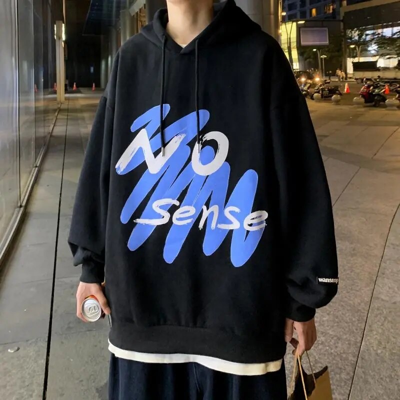 "No Sense" Hoodie With Dropped Shoulders
