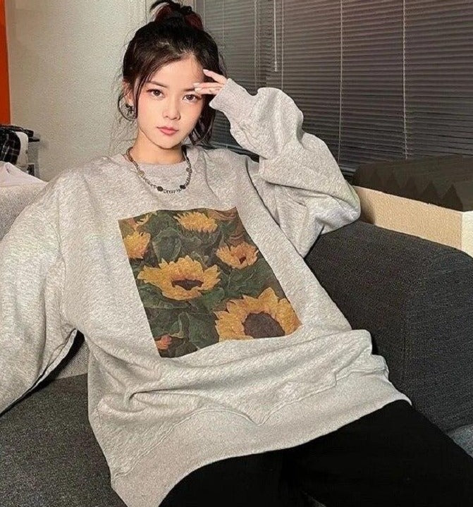 Sweater With Sunflower Print