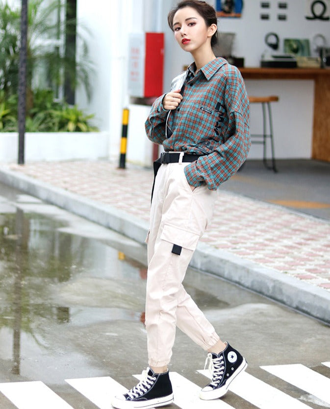 High-Waisted Cargo Pants With Belt