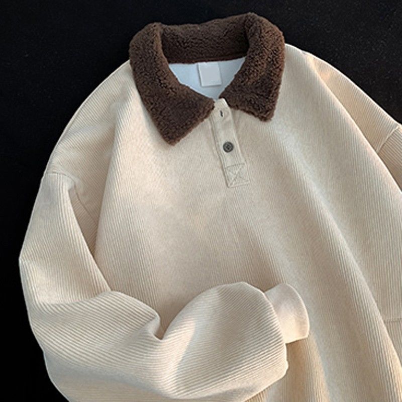 Buttoned Sweatshirt With Sherpa Collar