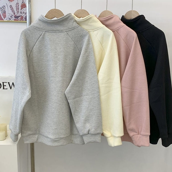 Sweater With Zip-Up Collar And Front Pocket