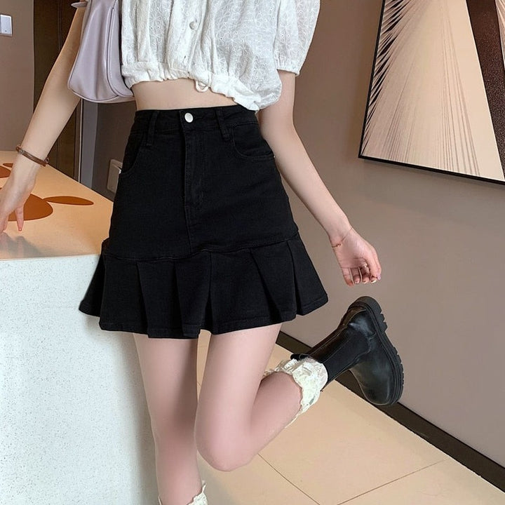Mini Skirt With Pleated Hem