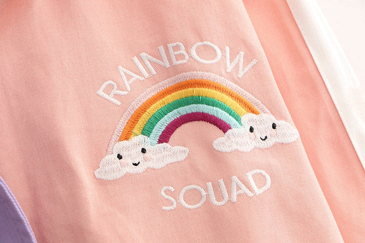 Pastel Zip-Up Jacket With Rainbow Embroidery