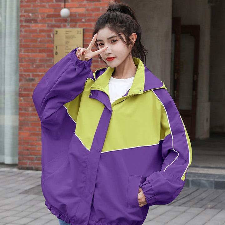 Hooded Colorblock Windbreaker With Pockets