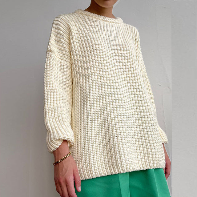 Oversized Knitted Sweater With O-Neck