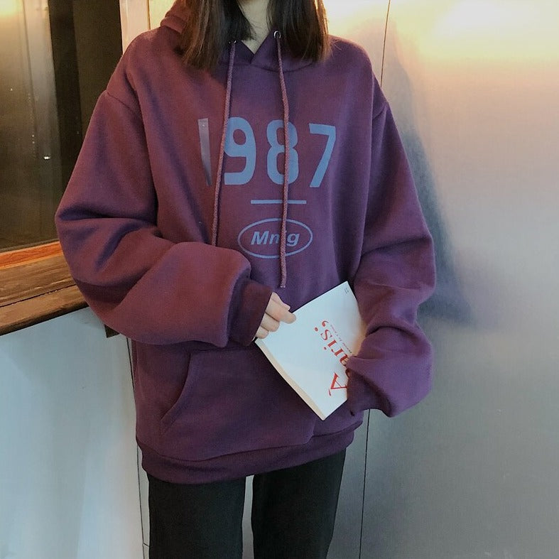 "1987" Hoodie With Front Pocket